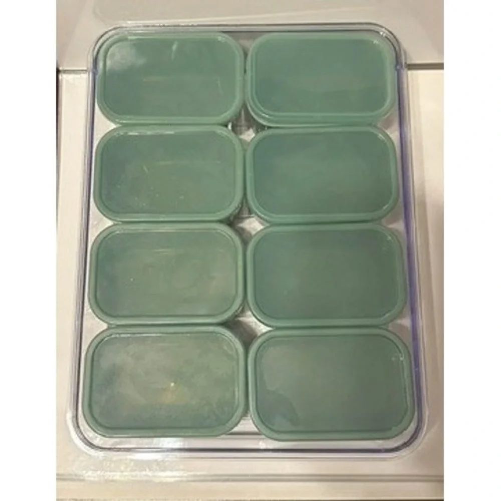 8 Compartment Snack Box Container with Handle Sage Green Portable Organizer